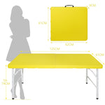 Portable Heavy Duty Folding Table with Handle, Adjustable Height Multi-Functional Table, Yellow