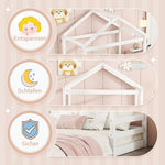 House Bed 140x200cm House Shape Slatted Base - White Pine