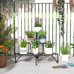 3-Tier Plant Stand, Metal Flower Shelf, 60cm High, Black