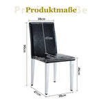 Minimalist Dining Chairs Set of 4, Modern Ergonomic Design with Metal Legs, Black PU Leather and Silver