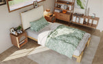 Upholstered Bed, Padded Headboard with Velcro and Sturdy Slatted Base, Pine and Plywood, Natural