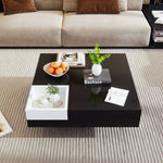 Coffee Table high gloss with removable storage box LED light effect white and black