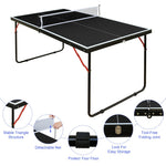 Foldable Table Tennis Table with Net, Paddles and Balls, 4.5FT Portable, Black