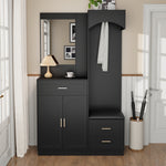 Compact Wardrobe and Shoe Cabinet Combination, Multifunctional Storage Shelf with Mirror, Modern