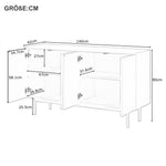 Sideboard, Minimalist Arched Pattern 4-Door, Pure White