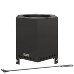 Smokeless Tabletop Fire Pit with Poker, Garden Camping Patio, Metal Black