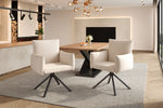 Dining Chair Set of 2 Upholstered 360° Swivel Lumbar Support - Linen Beige
