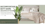 Modern Minimalist Soft Bed, Comfortable Headboard, Low Box Frame, 140x200CM, Beige
