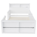 Wooden Single Bed 90x190cm with USB, Light & Storage, White