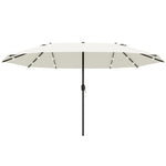 Double Parasol LED, 440 x 256 cm, Hand Crank, Cream White