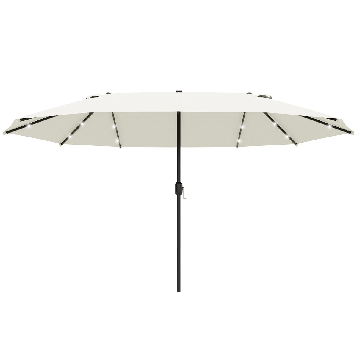 Double Parasol LED, 440 x 256 cm, Hand Crank, Cream White