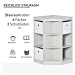 Children's corner shelf with 3 storage boxes, toy storage, gray
