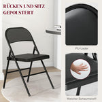 Folding Chairs, Portable Office/Reception with Metal Legs, Faux Leather Black