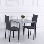Square Dining Table 4 Person Tempered Glass Modern Grey