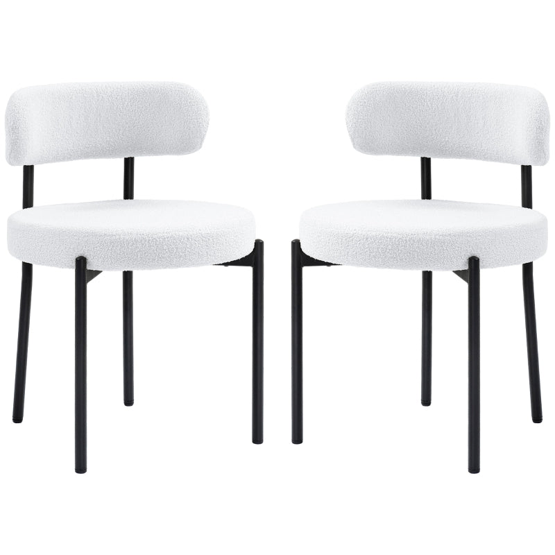 Dining Chairs, Upholstered with Metal Legs, Cream White (Set of 2)
