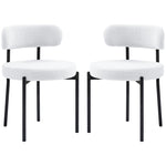 Dining Chairs, Upholstered with Metal Legs, Cream White (Set of 2)