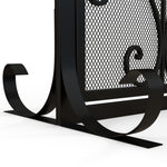 Fireplace Screen, Magnetic Doors, Spark Guard, Steel Black