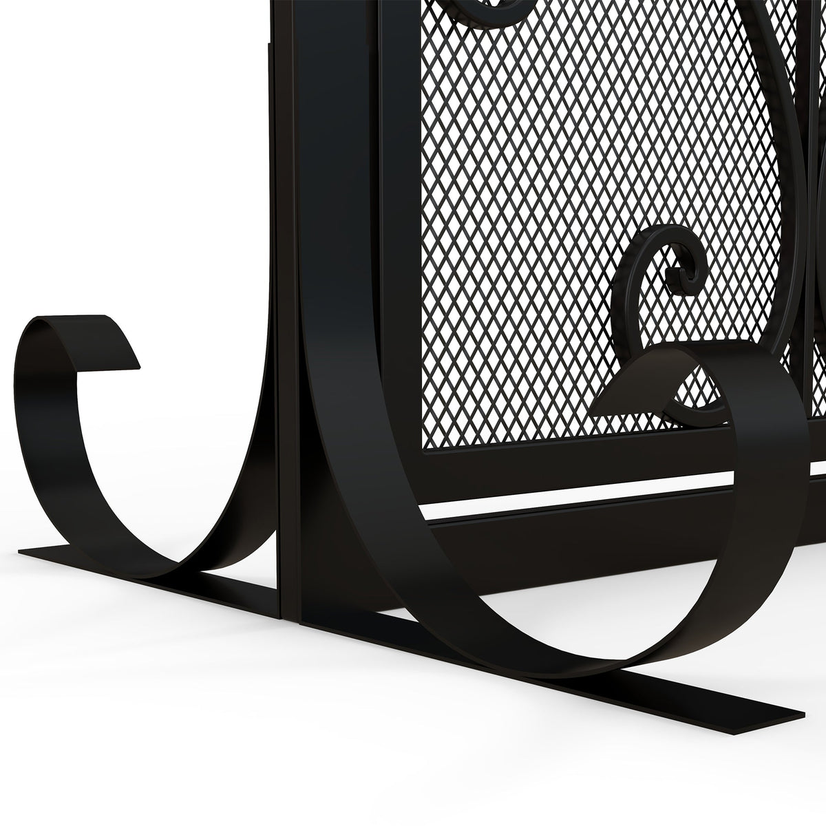 Fireplace Screen, Magnetic Doors, Spark Guard, Steel Black