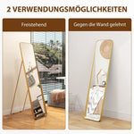 Full Length Mirror, 160 x 40 cm, Standing, Metal Frame, Gold