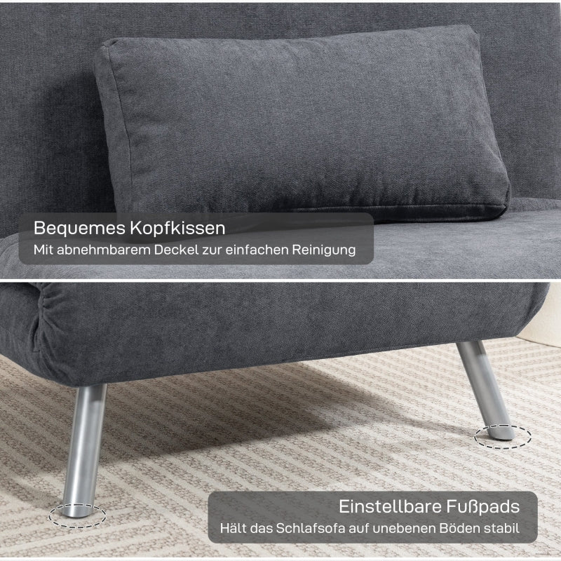 Upholstered Armchair, 2-in-1 Sleeper Guest Bed, Fabric, Dark Grey