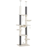 Cat Tree, Ceiling-High with Hammocks, Scratching Posts, White