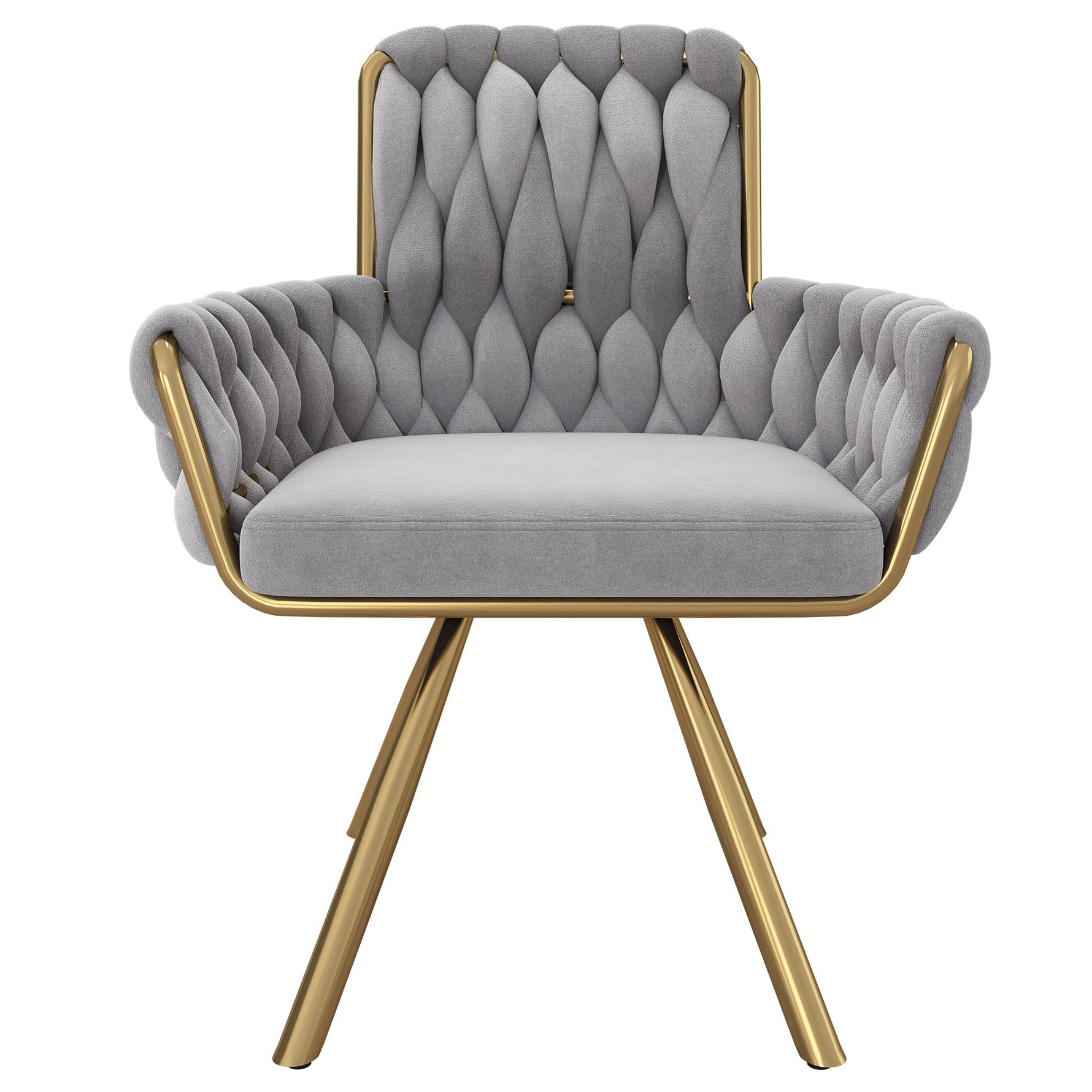 Velvet Dining Chair Set of 4, Luxury Swivel Armchair with Metal Legs, Grey Velvet