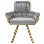 Velvet Dining Chair, Set of 6 Luxury Swivel Leisure Chairs with Metal Legs, Grey Velvet