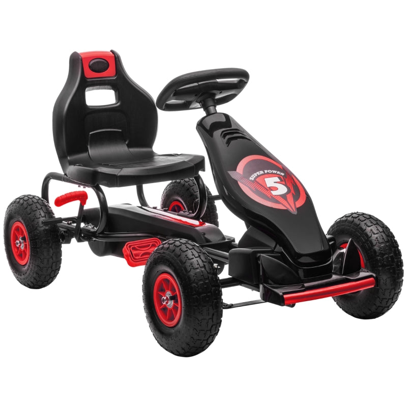 Children's Go-Kart with Pedals and Adjustable Seat, Red and Black