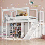 Bunk Bed Children's Slide Wardrobe Storage 90x200cm, Pine/White