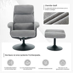 023 Recliner Chair, 5-Point Massage, Heated, 360° Swivel, Chenille Fabric Grey