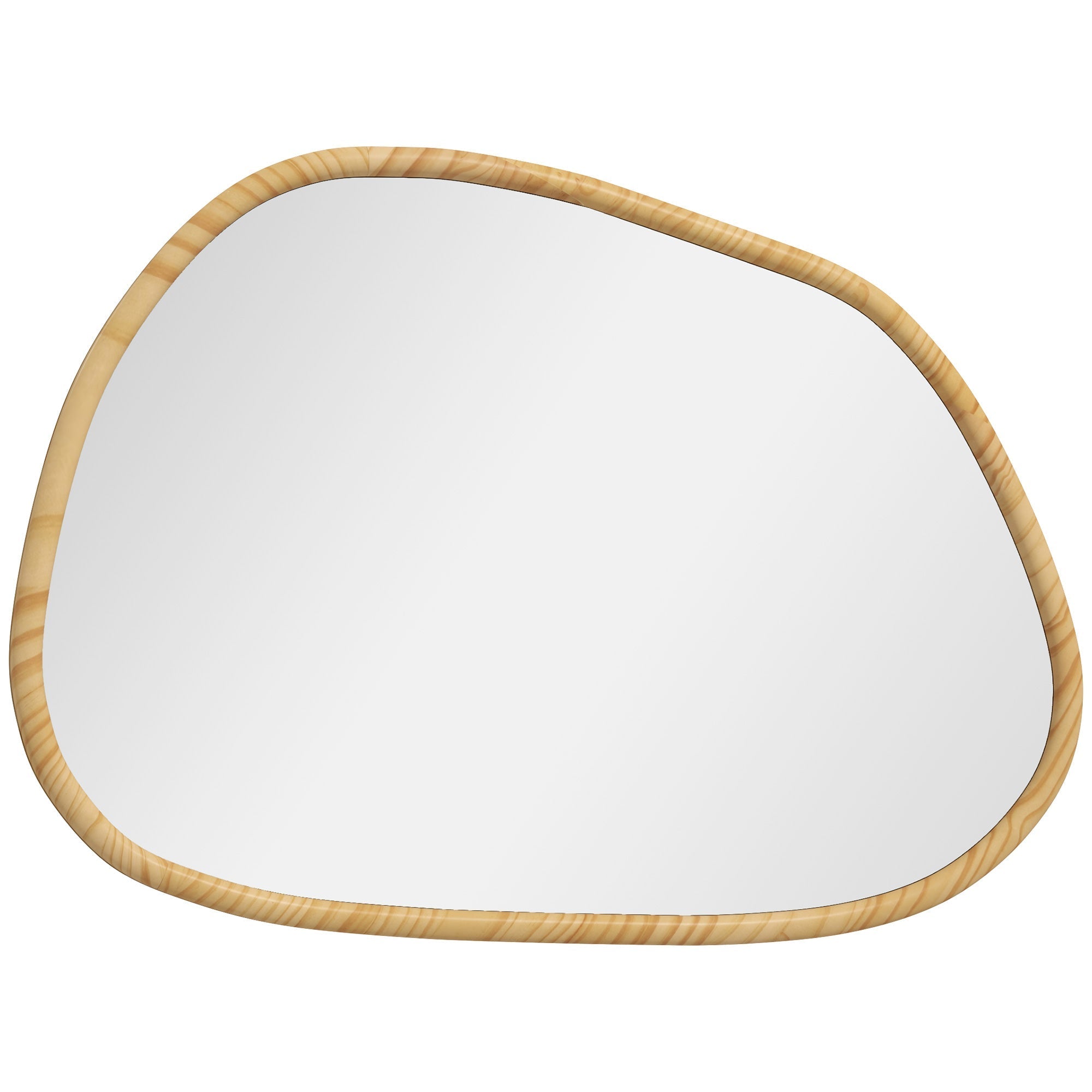 Asymmetrical Wall Mirror 70x50cm Antioxidant Wooden Frame, Natural