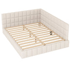 Upholstered Bed Sofa Bed 160x200 Multifunctional Slatted Frame Velvet Beige