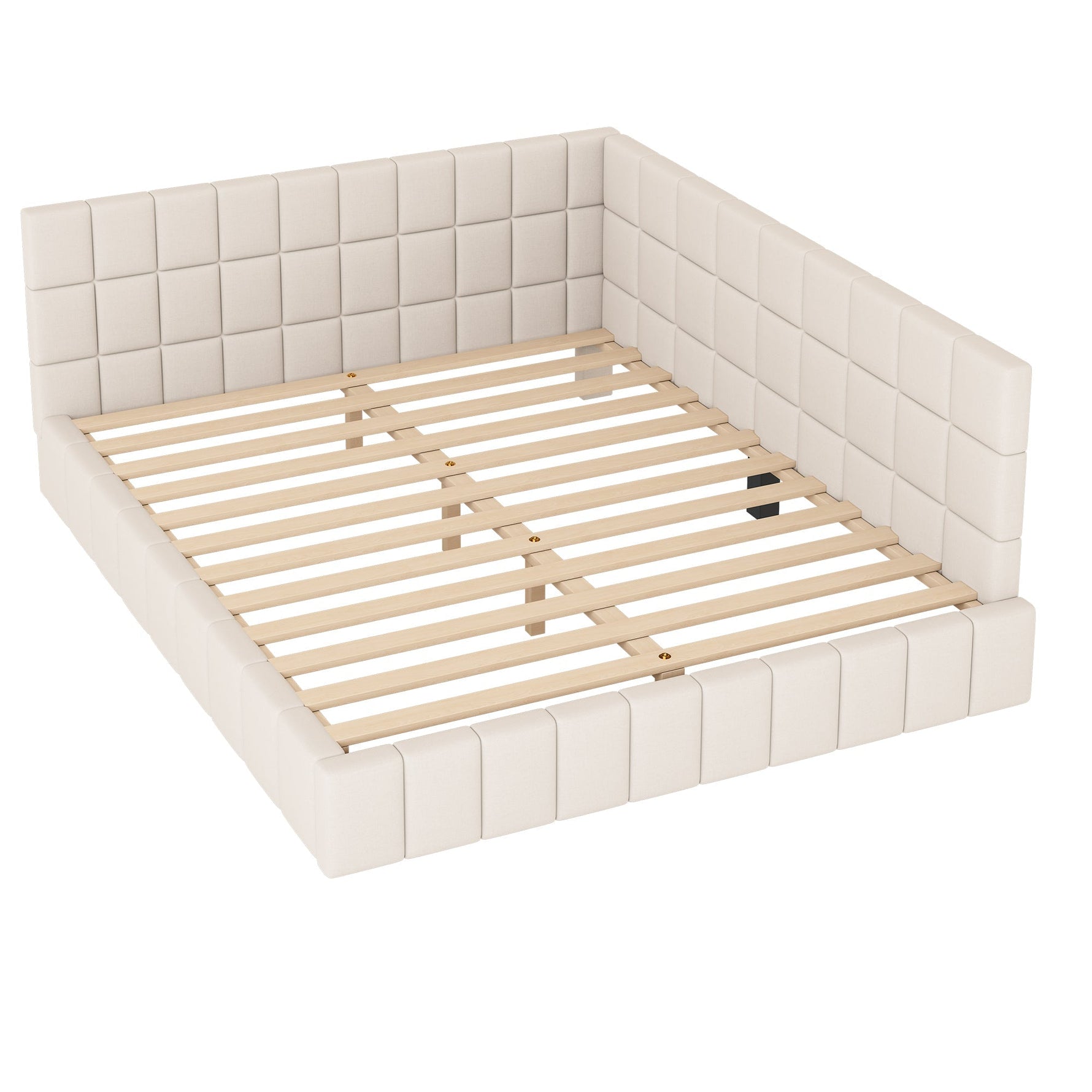 Upholstered Bed Sofa Bed 160x200 Multifunctional Slatted Frame Velvet Beige