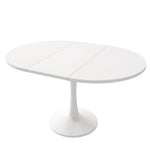 Extendable Dining Table Oval 100/140x100cm Modern Simple - White