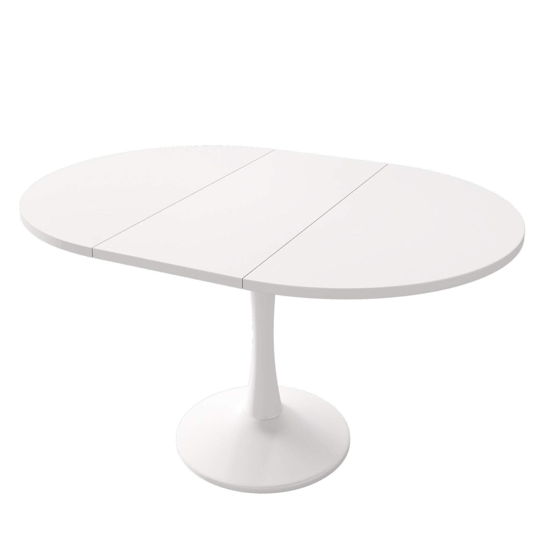 Extendable Dining Table Oval 100/140x100cm Modern Simple - White