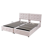 Upholstered Bed 180x200cm, Hydraulic Storage High Box Multifunctional, Beige Velvet
