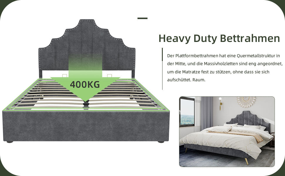 Modern Minimalist Soft Bed, 160*200CM, Gray