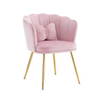 Chairs, Set of 6 Modern Velvet Petal Back with Gold Metal Legs