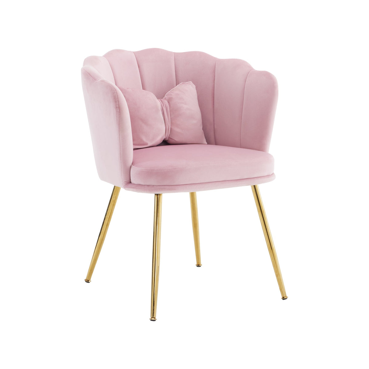 Chairs, Set of 6 Modern Velvet Petal Back with Gold Metal Legs