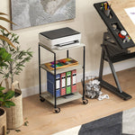 Printer Table, 3-Tier Stand with Casters, Steel