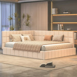 Upholstered Bed Sofa Bed 160x200 Multifunctional Slatted Frame Velvet Beige