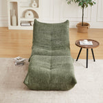 Chenille Togo Sofa with Footrest, Floor Lounge Chair with Memory Foam, Chenille Fabric