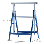 Scaffolding Trestle Folding 2x Height Adjustable 200kg Steel Blue