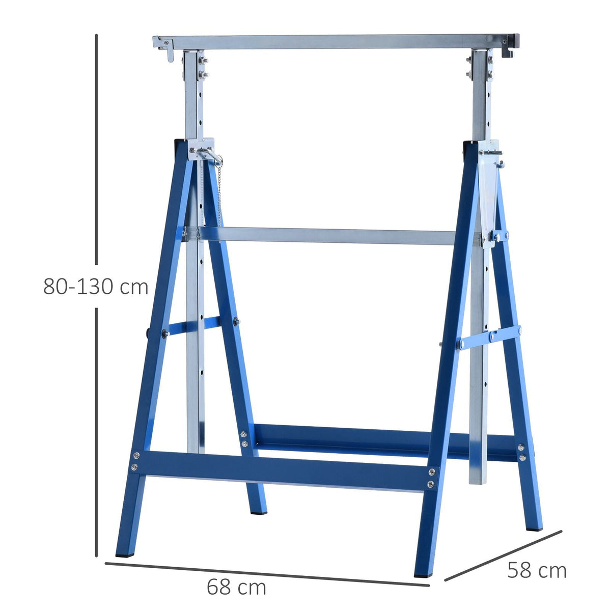 Scaffolding Trestle Folding 2x Height Adjustable 200kg Steel Blue