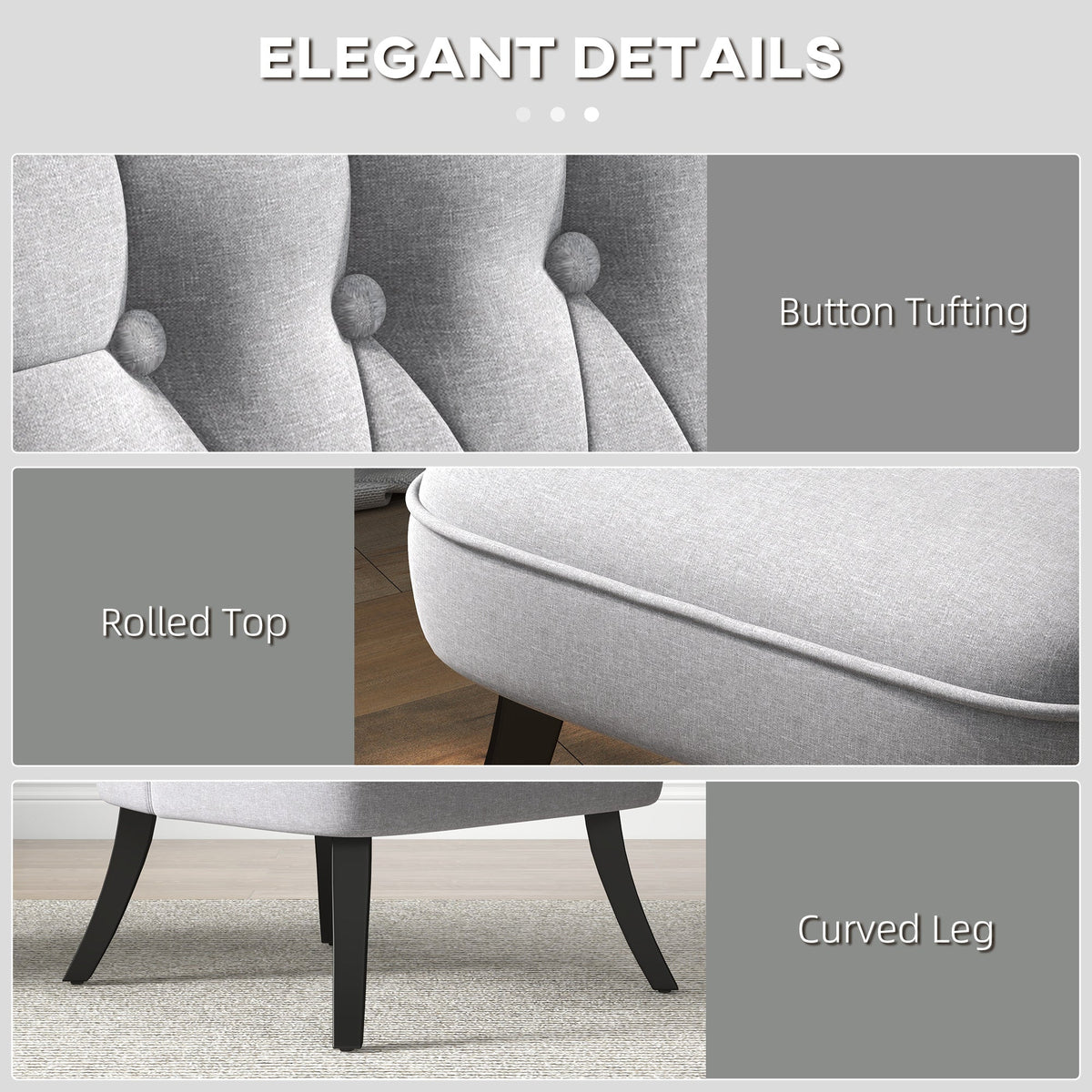 Recliner Chair TV Chair, Back Cushion & Raised Feet, Linen Grey