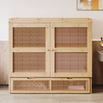 Vertical Wall Bed with Slatted Base and Storage Drawers, 140 x 200 cm, Wood Color