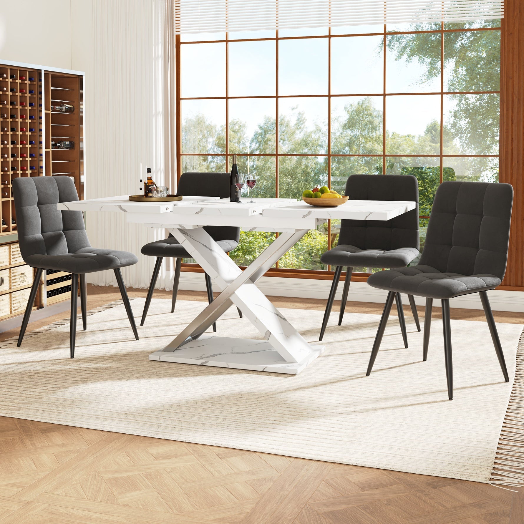 Extendable Dining Table 118-157cm Cross Legs
