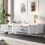 TV Cabinet Lowboard 170cm Textured Door Gold Handles/Feet