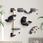 Cat Climbing Wall Set 4-Piece Hammock Bridge Dark Grey