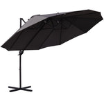 Double Parasol Cantilever Adjustable Garden Sun Protection, Metal Dark Grey